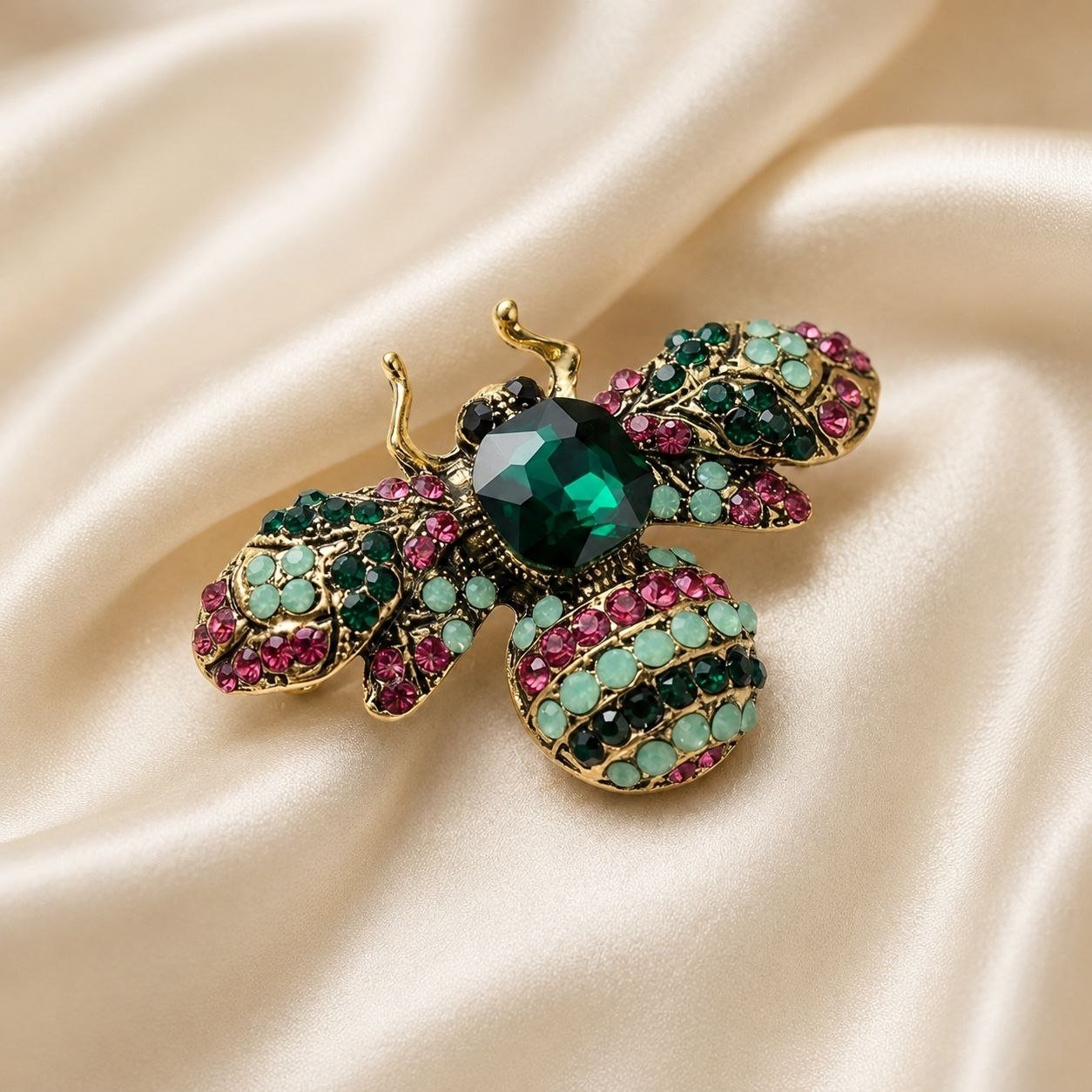 🐝 نحلة الزمرد والياقوت - Anna Jewelrys